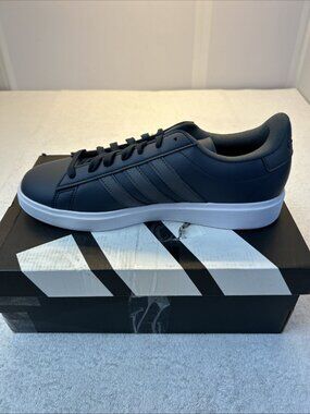 Adidas Grand Court 2 Sneaker Mens Sz 10.5 Navy/Black Stripe Classic Look New